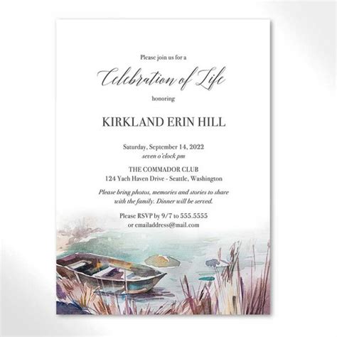 Funeral Invitation Templates and Printable Celebration of Life