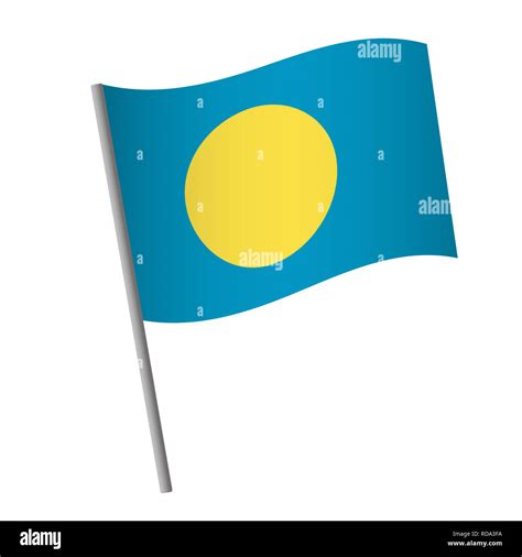 Palau Flag Icon National Flag Of Palau On A Pole Illustration Stock