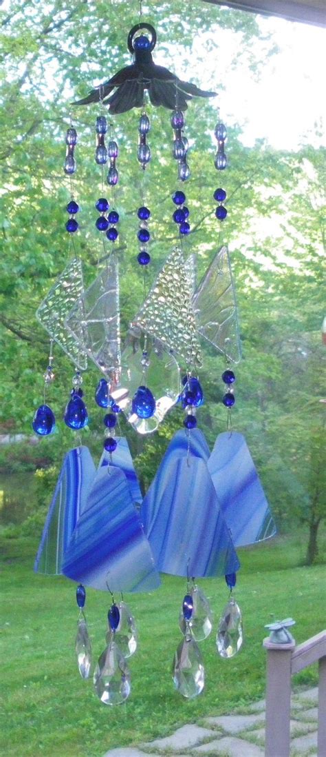 Glass Wind Chime Sun Catcher Stained Glass Cobalt Blue Glass Wind Chimes Wind Chimes Glass