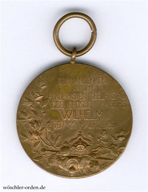 Preu En Kaiser Wilhelm Erinnerungsmedaille W Schler Orden De