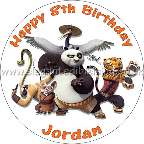 KUNG FU PANDA 3 PERSONALISED EDIBLE ROUND BIRTHDAY CAKE TOPPER