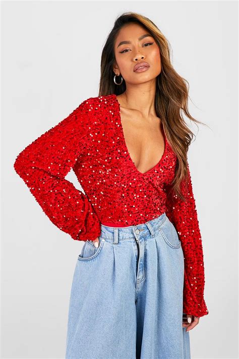 Sequin Bodysuits Glitter And Sparkly Bodysuits Boohoo Usa