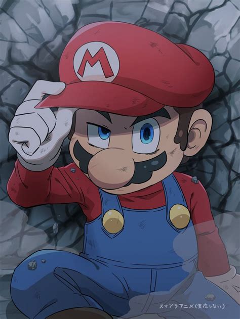 Mario Is Sitting On The Ground With His Hand Up To His Head And