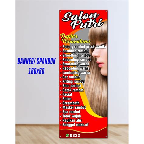 Jual CETAK BANNER SALON SPANDUK SALON 160X60 Cm COD Indonesia Shopee