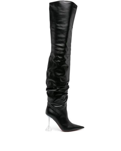 Amina Muaddi Olivia Over The Knee Boots In Black Lyst Uk