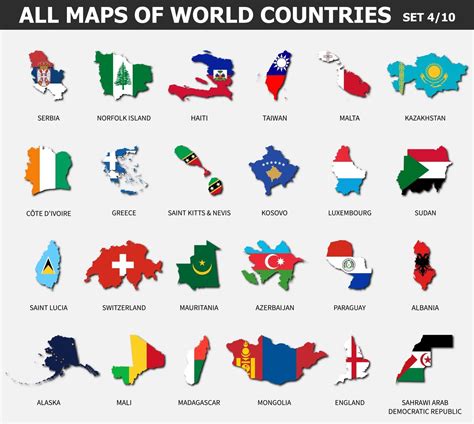 todos los mapas de países y banderas del mundo conjunto 4 de 10