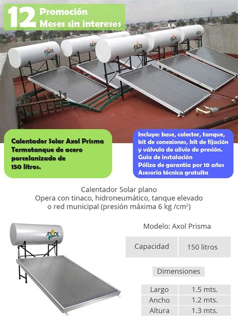 Calentador Solar Marca Axol Modelo Prisma 150 Litros 9 940 00 En