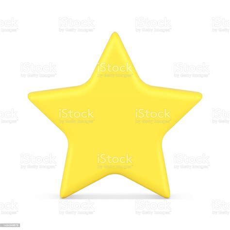 Yellow Five Pointed Glossy Star Front View Realistic 3d Icon Vector