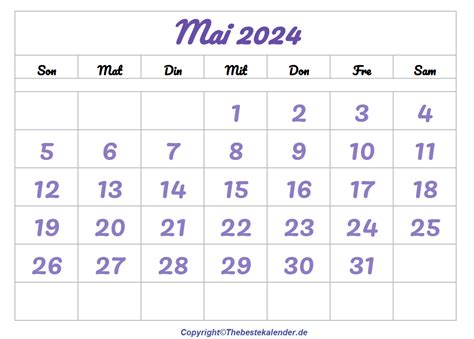 Mai Kalender The Beste Kalender