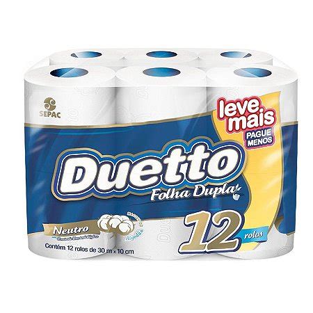 PAPEL HIGIENICO FOLHA DUPLA DUETTO 12 ROLOS DE 30 METROS NAHERA