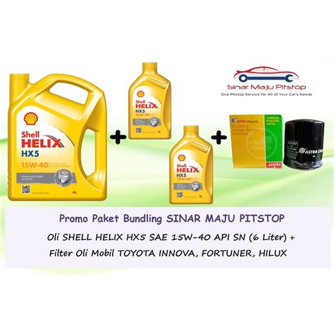 Jual Paket Bundling Oli SHELL HELIX HX5 15W 40 API SN 6 Liter SEGEL