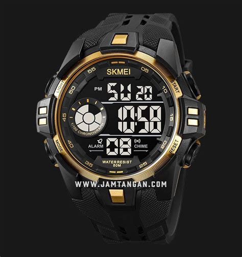 SKMEI 2123GD Men Black Digital Dial Black Polyurethane Strap