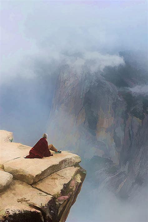 Contemplation On A Cliff Painting By Elaine Plesser Fine Art America