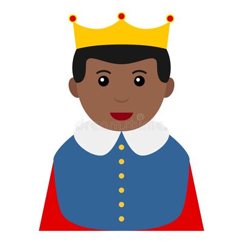 Black Little King Avatar Flat Icon On White Stock Vector Illustration