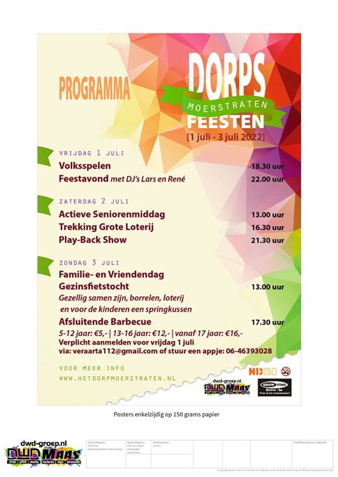 Programma Dorpsfeesten Het Dorp Moerstraten