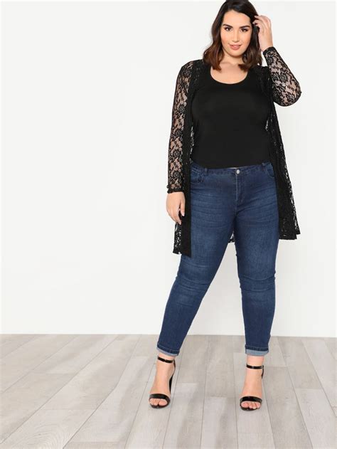 Shein Plus Open Front Floral Lace Kimono Floral Lace Kimono Lace