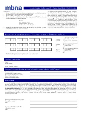 Fillable Online Authorization For Personal Pre Authorized Debit Pad