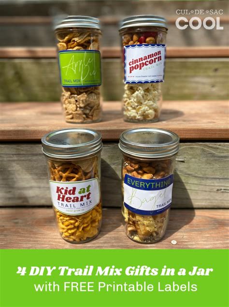 4 Diy Trail Mix Ts In A Jar With Free Printable Labels