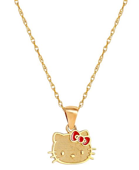 Macys Enamel Bow Hello Kitty 18 Pendant Necklace In 10k Gold Macys