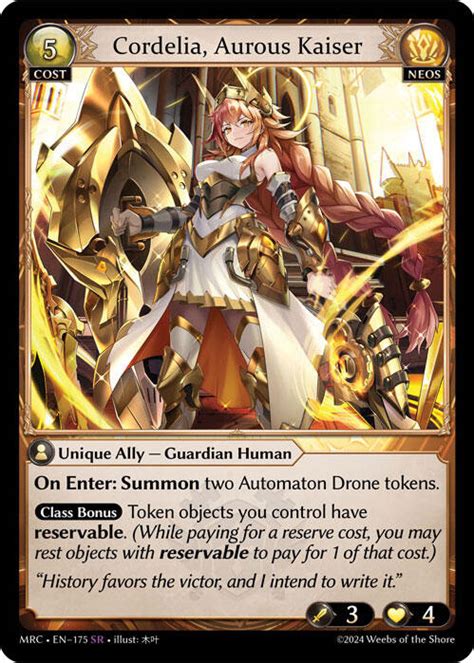 Cordelia Aurous Kaiser Mercurial Heart Grand Archive TCG