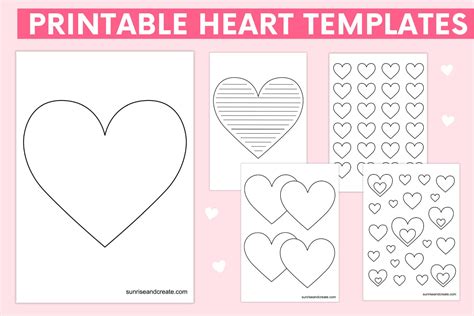 Free Printable Heart Templates Different Sizes Colored Hearts