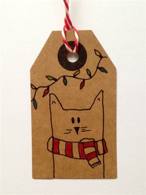 Christmas Cat Gift Tags Set Of Etsy