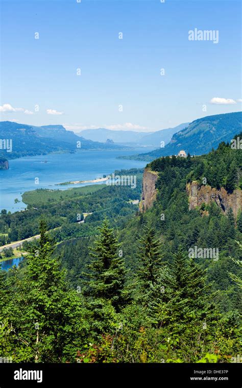 View Over Columbia River Gorge From Historic Columbia River Highway