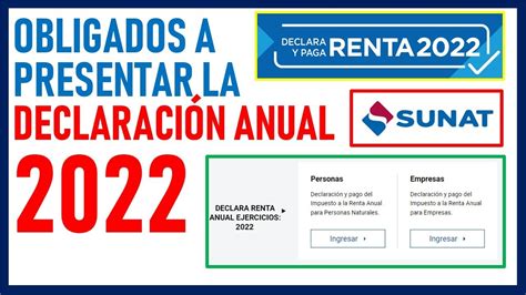 Obligados a presentar la Declaración Jurada Anual 2022 SUNAT YouTube