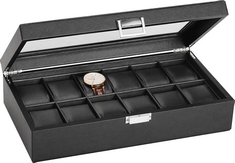 Sweetv Large Watch Boxes For Men 12 Watches Slots Faux Leather