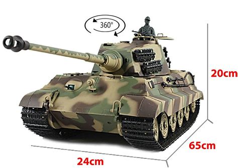 Heng Long RC Tank 1 16 King Tiger Cannon Smoking 360 Turret Rotate