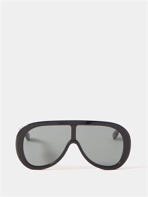 Gucci Oversized Aviator Mask Acetate Sunglasses In Gray Lyst