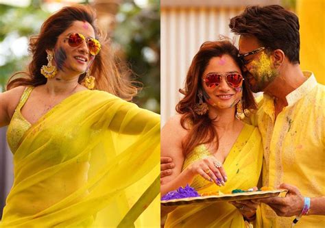 Ankita Lokhande Celebrates Holi With Husband Vicky Jain See Pics