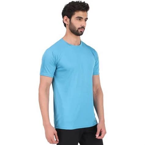 Plain Cotton Sky Blue Round Neck T Shirt At Best Price In New Delhi