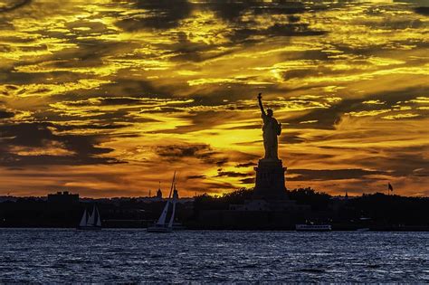 Sunset Sky Statue Of Liberty HD Wallpaper Peakpx