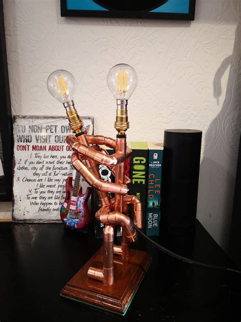 Man Woman Copper Pipe Table Desk Lamp Man Cave Dorm Room Etsy