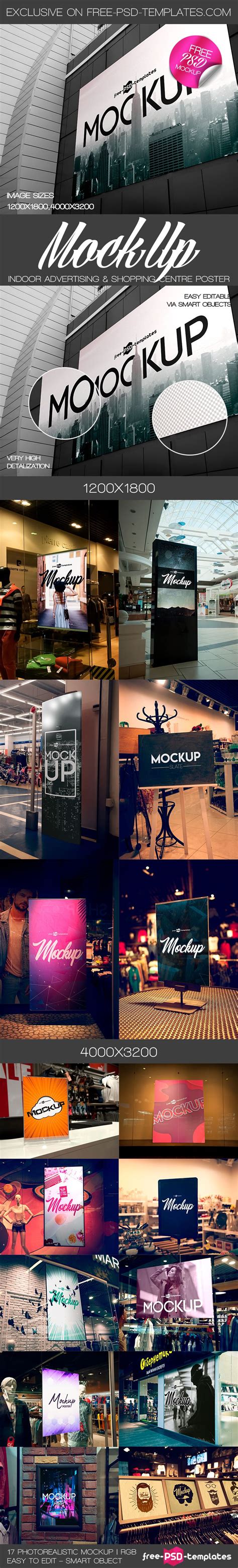 17 Indoor Advertising And Shopping Centre Poster Mockups In Psd Free