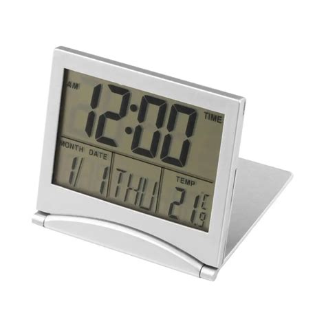 Digital LCD Folding Alarm Clock with Snooze Thermometer Calendar Timer ...