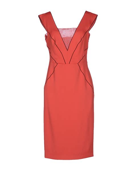 Alberta Ferretti Knee Length Dress In Pink Coral Lyst