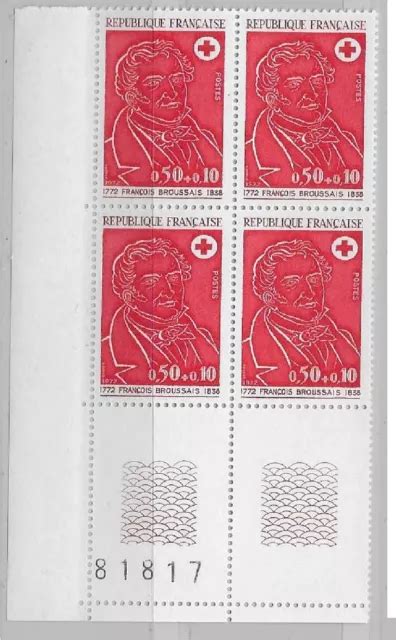 1972 BLOC DE 4 timbres coin numéroté croix rouge N 1736 Neufs EUR 1