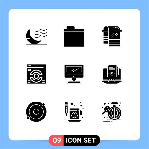 Set Of 9 Commercial Solid Glyphs Pack For Device Computer Bath Refresh