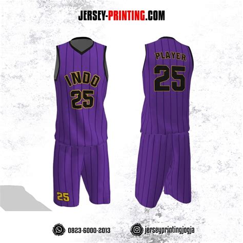 Jersey Basket Ungu Hitam Motif Stripe Jersey Printing Bikin Jersey