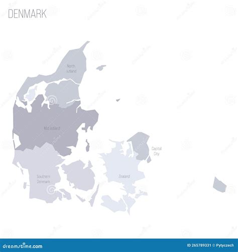 Denmark Political Map Of Administrative Divisions Cartoon Vector