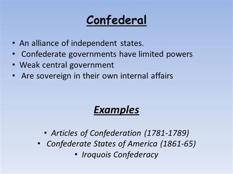 Confederation Government Examples