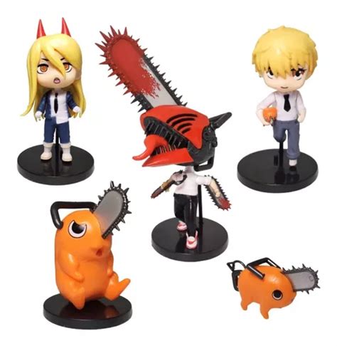 Figuras Chainsaw Man Set 5pzs Denji Pochita Power Saw 11cm Meses Sin