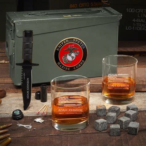 American Heroes Personalized Cal Whiskey Us Marine Corps Gift Set