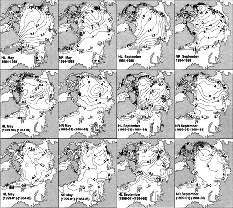 Spatial distributions of level sea ice thickness HL (m) and ridges NR ... 