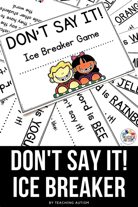 Don’t Say It! Ice Breaker Game for Back to School - Teaching Autism