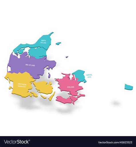 Denmark Political Map Of Administrative Divisions Vector Image