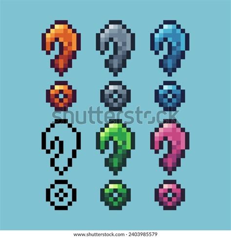 Pixel Art Sets Question Mark Icon Stock Vector (Royalty Free ...