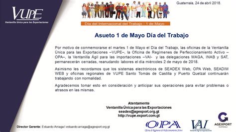 Asueto De Mayo D A Del Trabajo Vupe